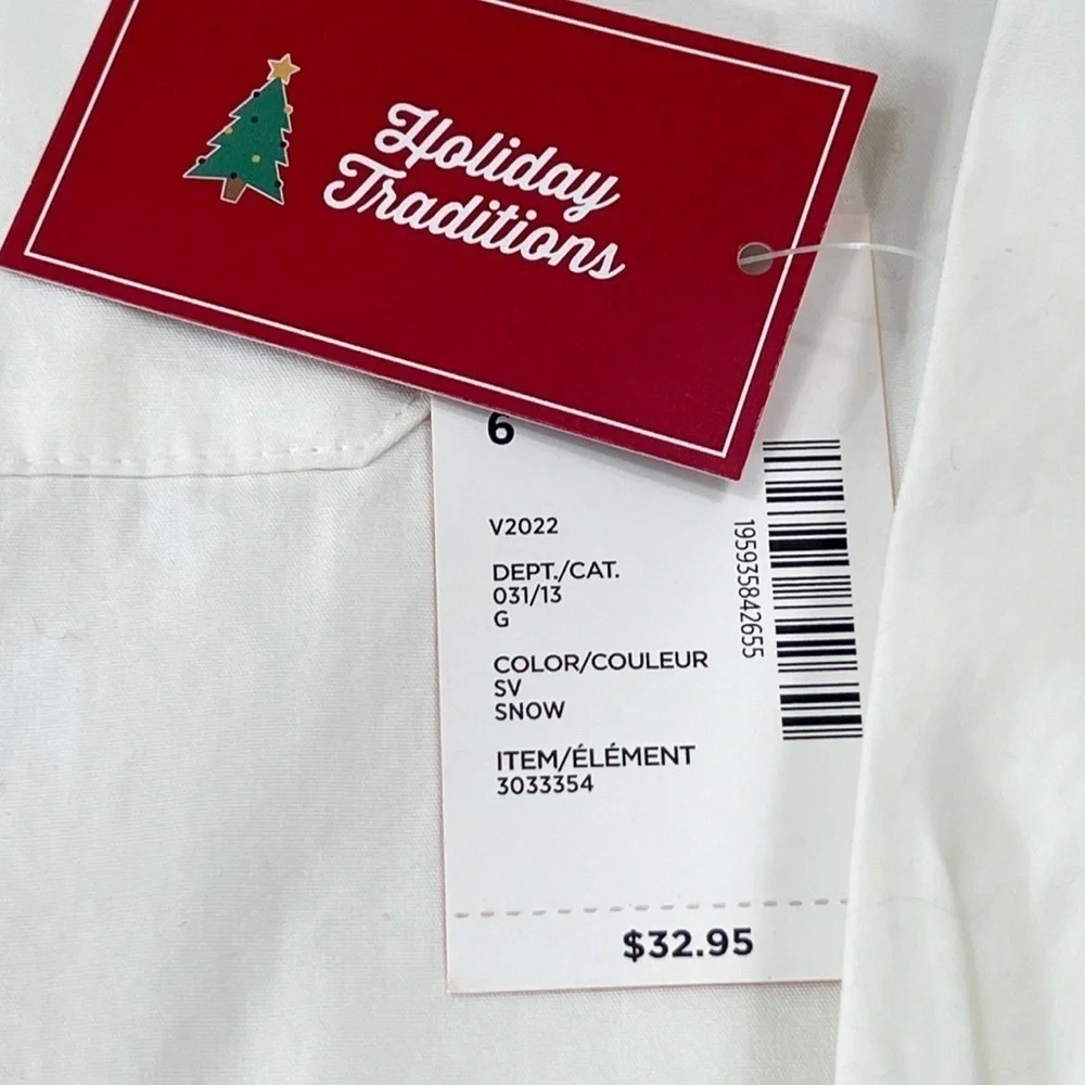 Gymboree Holiday Traditions Long Sleeve Button Down Dress Shirt Boys 6 Cream